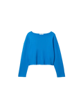 long sleeve crewneck sweater in cobalt blue