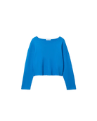 long sleeve crewneck sweater in cobalt blue