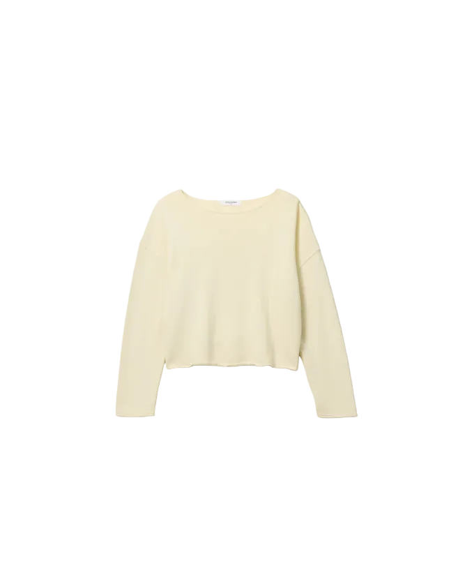 long sleeve crewneck sweater in light yellow