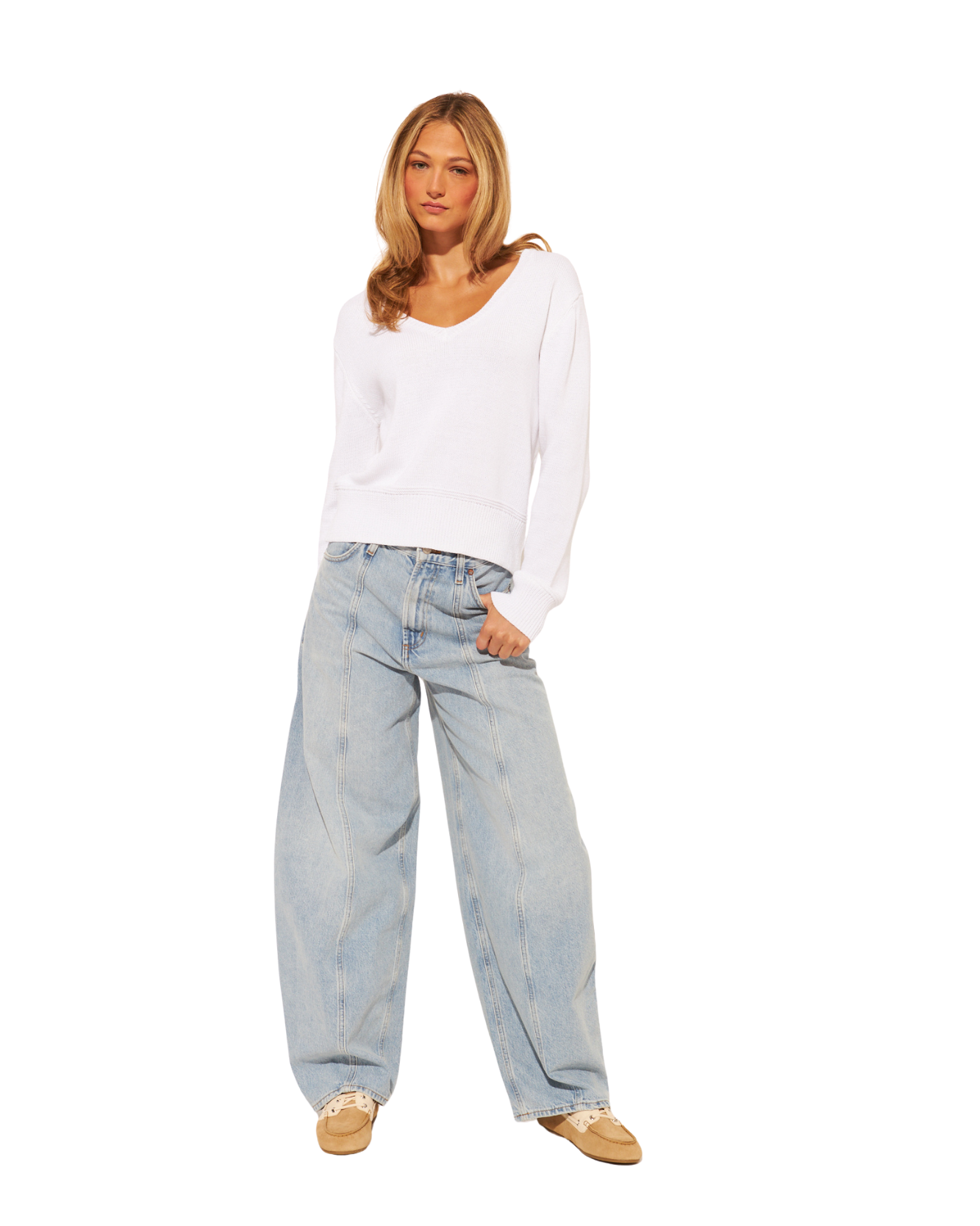 long sleeve top with v-neck