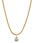 gold rope necklace with pear shaped diamond pendant 