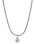 silver rope necklace with diamond pendant