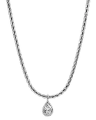 silver rope necklace with diamond pendant