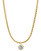 gold rope necklace with circular diamond pendant