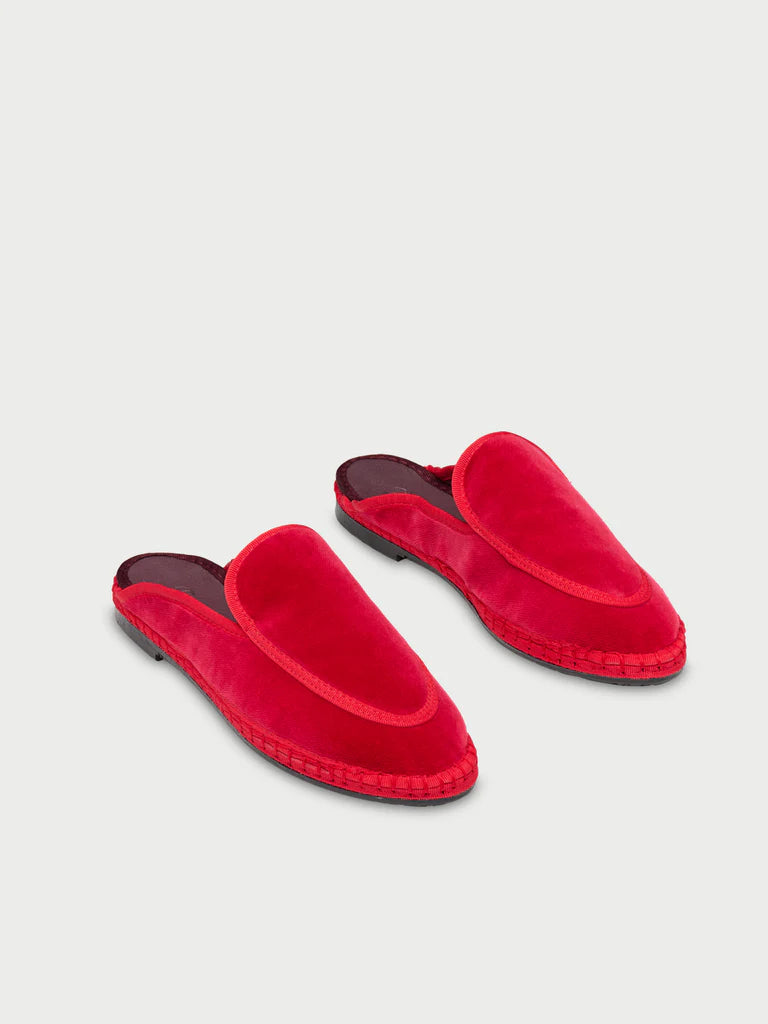 red velvet slip on shoe