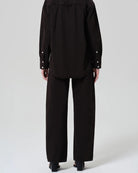 wide leg drown pant with brown drawstring