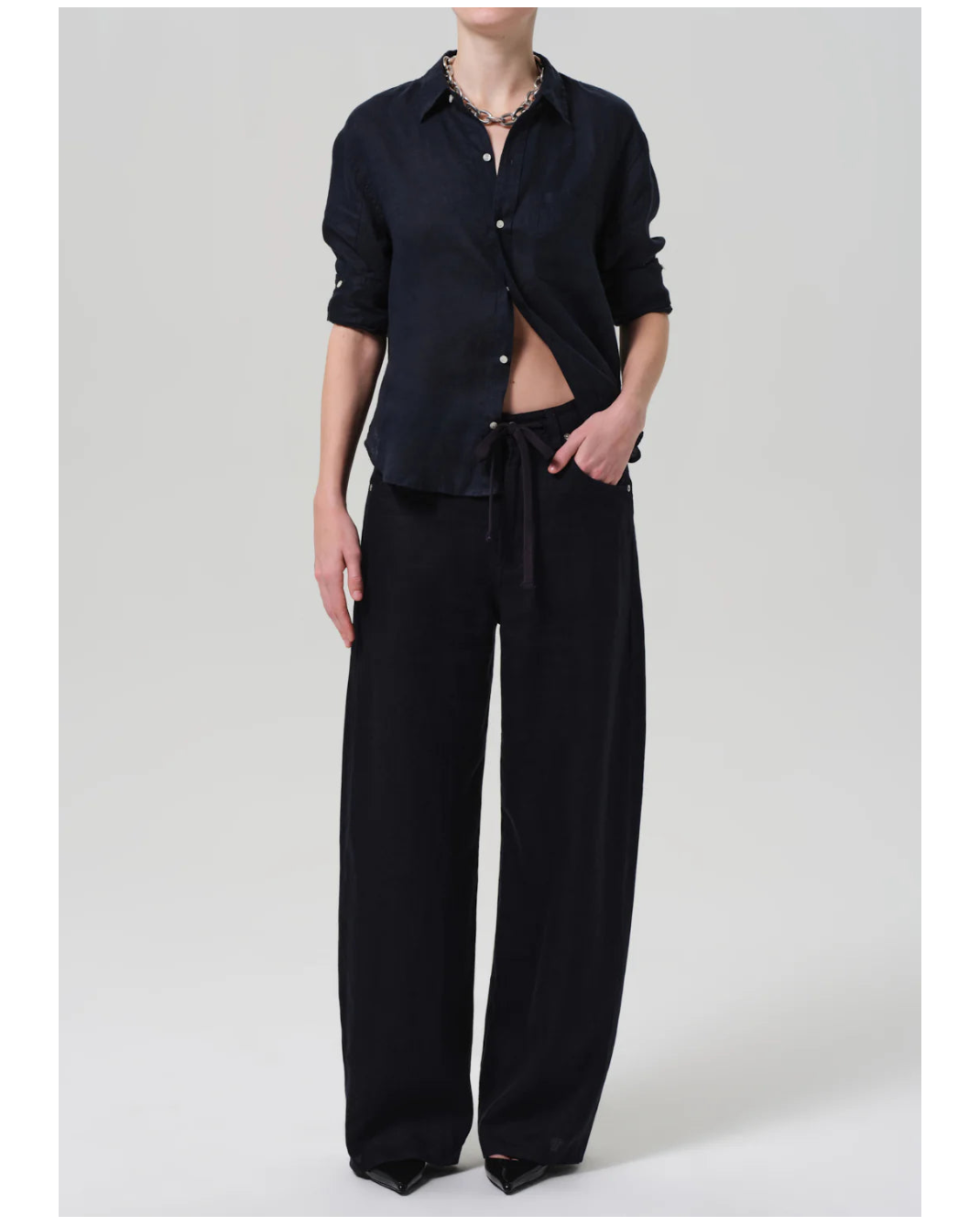 linen drawstring baggy pant