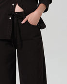 wide leg drown pant with brown drawstring