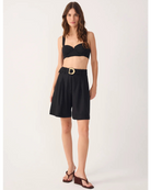 tailored black shorts with buckle belt attached