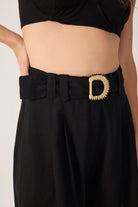 tailored black shorts with buckle belt attached