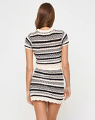 crochet mini skirt in black and cream