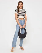 crochet mini skirt in black and cream