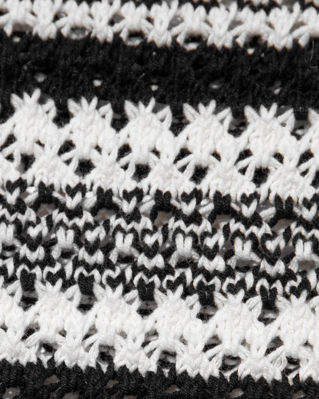 crochet mini skirt in black and cream