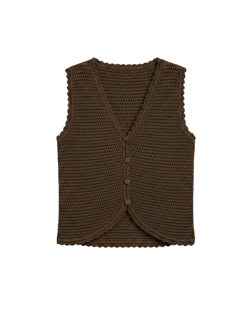 knit vest in brown