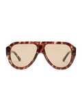 chunky aviator sunglasses in tortoise frame and brown lenses 