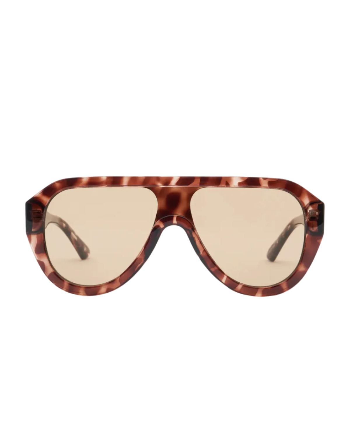 chunky aviator sunglasses in tortoise frame and brown lenses 