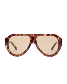 chunky aviator sunglasses in tortoise frame and brown lenses 