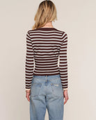 brown and grey striped cardigan