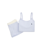 cami and short sleep set in light blue
