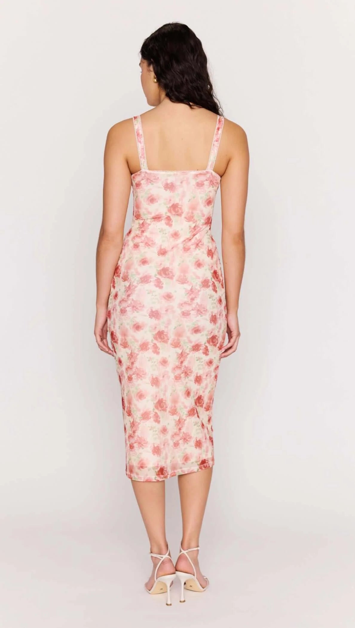 pink floral midi dress