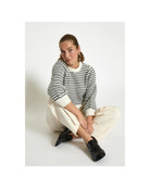 sweater with white and black stries
