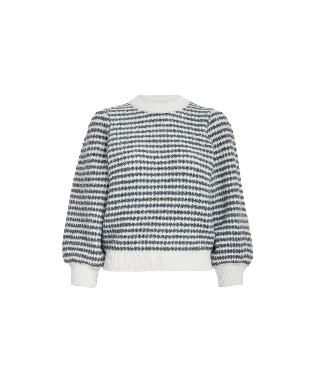 sweater with white and black stries