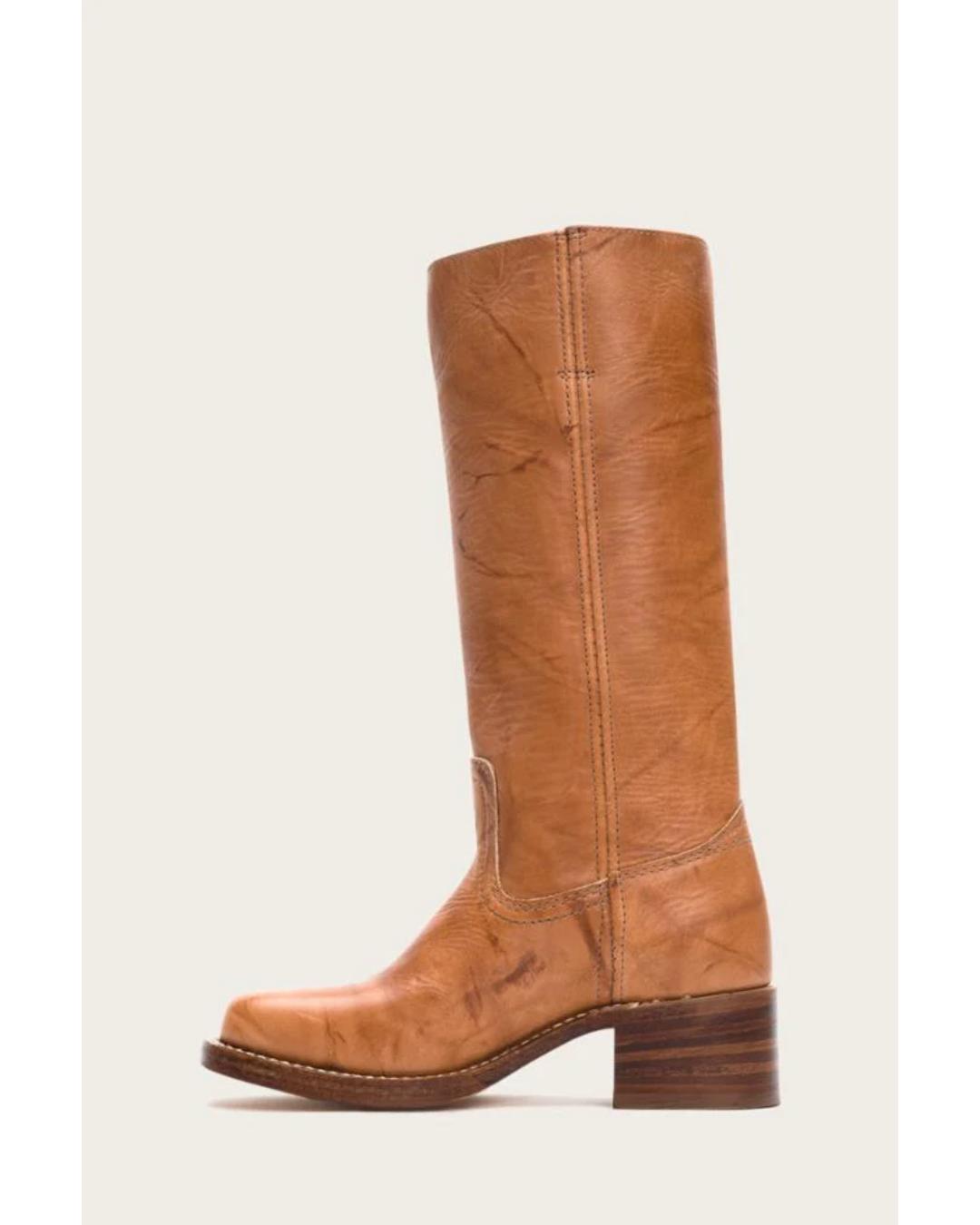 tall leather boot in a light brown