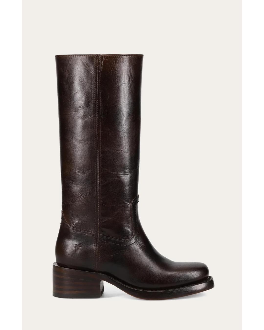 tall leather boots in a dark brown