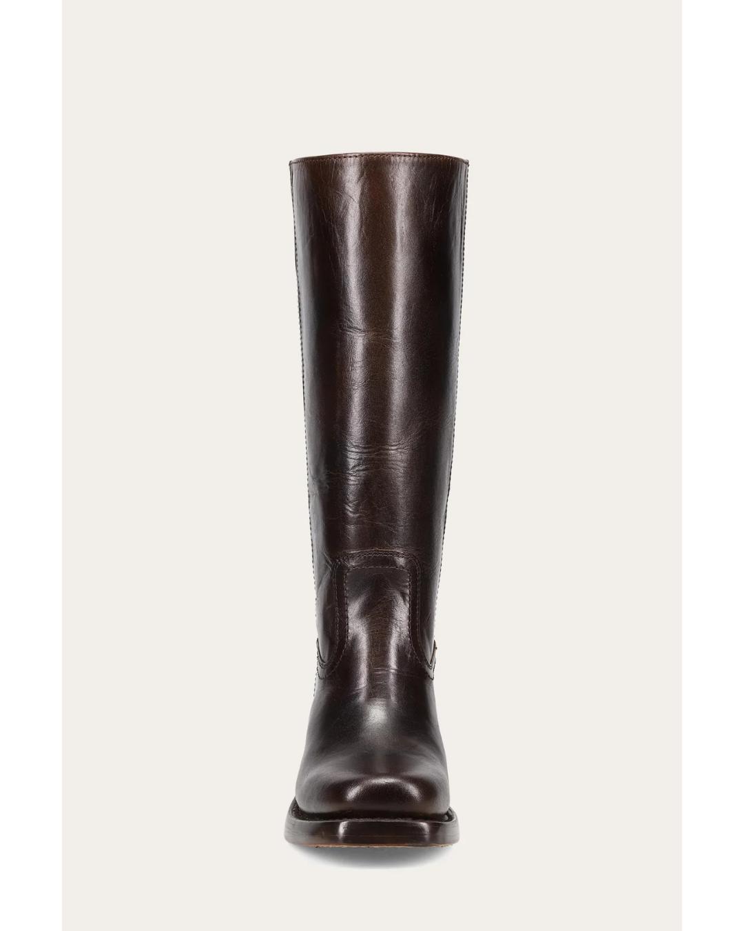tall leather boots in a dark brown
