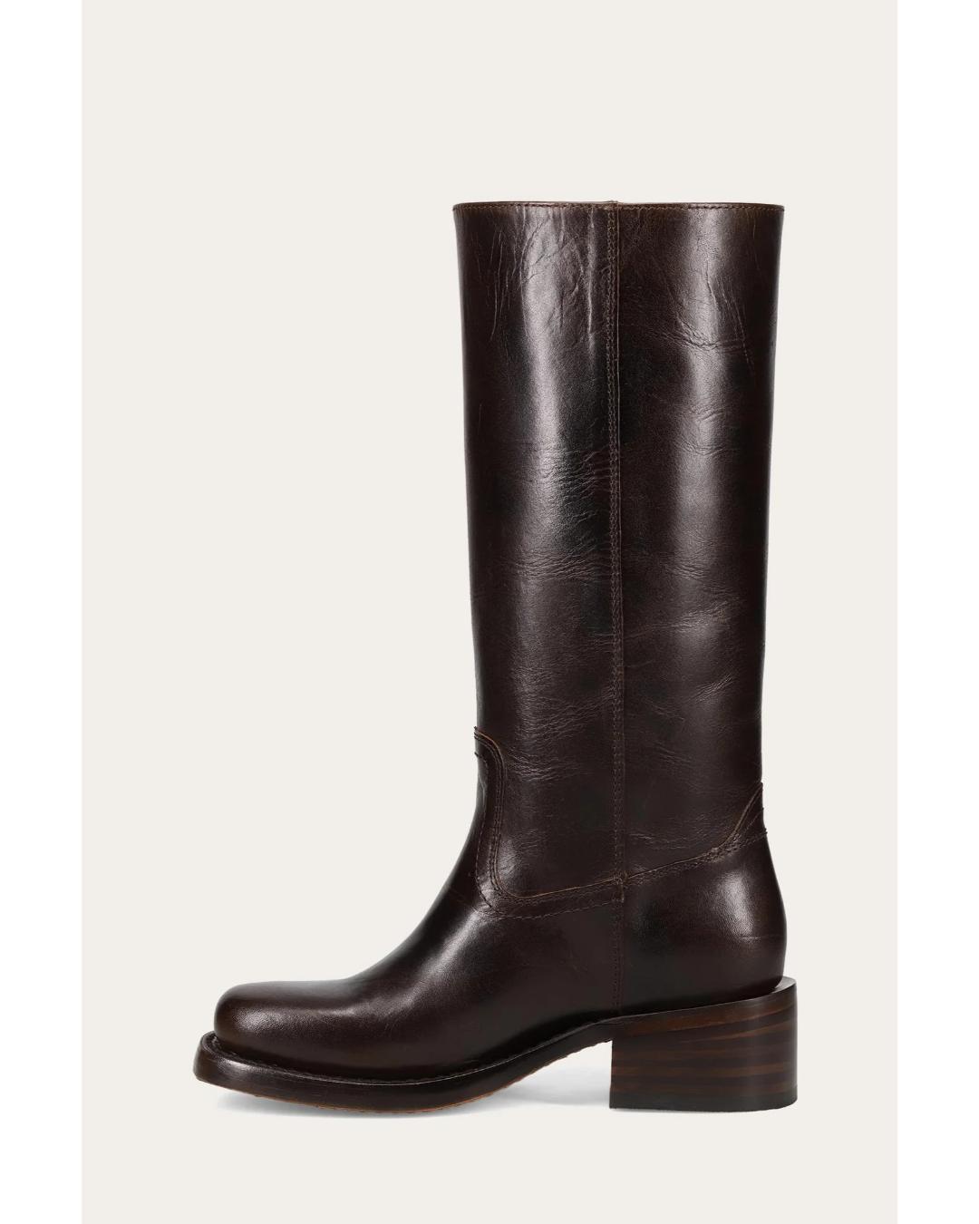 tall leather boots in a dark brown