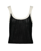 black knit tank top with white on the straps