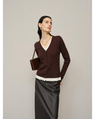 brown cardigan with v-neck 