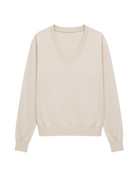 long sleeve v-neck sweater in cream