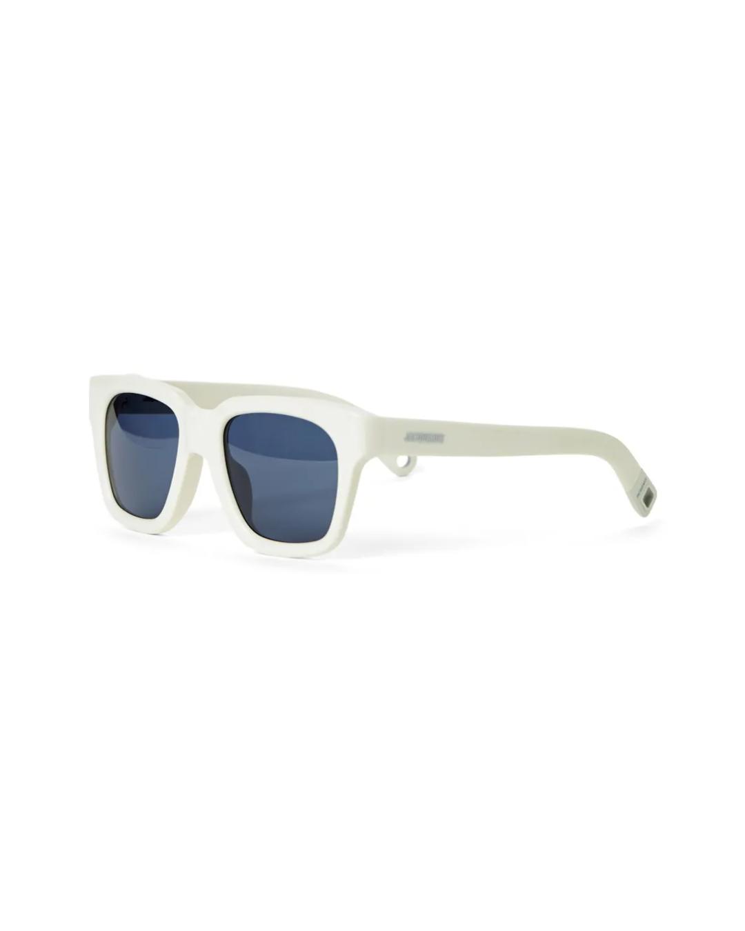 white frame sunglasses with blue lenses 