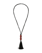 black tassel necklace with burgundy beads