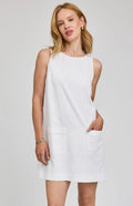 mini white dress with two pockets on the front