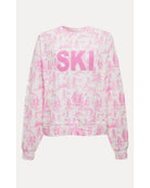 pink sweatshirt that says SKI