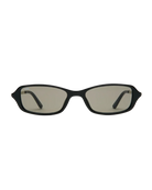 rectangular black sunglasses with grey lenses