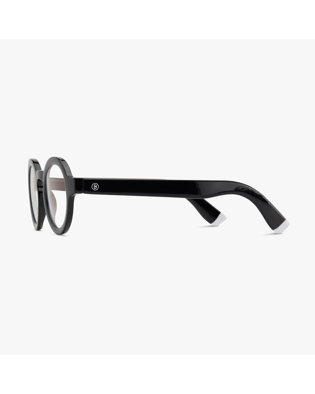 round eyeglasses with a black frame