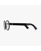 round eyeglasses with a black frame