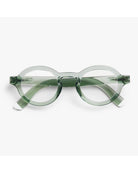 eyeglasses with a green frame