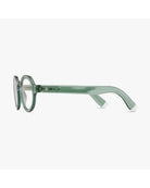 eyeglasses with a green frame
