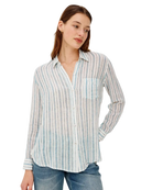 blue and white stripe button up
