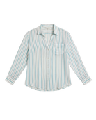 blue and white stripe button up