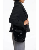 faux fur crossbody bag in black