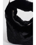 faux fur crossbody bag in black