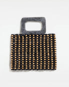 beaded bag in black and natural beige