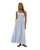 maxi dress with blue and white checks 