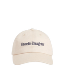 baseball cap with favorite daughter in text in navy blue