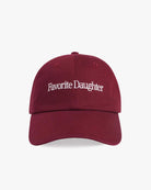 Maroon baseball cap with 'Favorite Daughter' text 